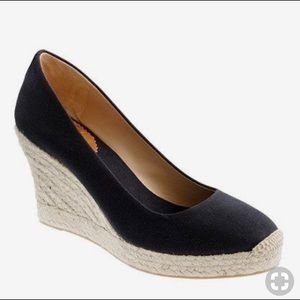 Jcrew Black Espadrilles Wedges Size 8 1/2